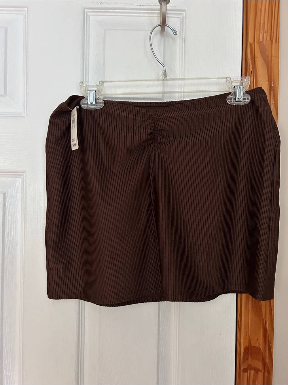 aerie Chocolate Brown Ribbed Mini Skirt to go over bikini bottoms .